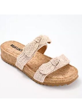 Muk Luks Women's Braided Cream Double-Strap Posie Sandle, Natural size 6